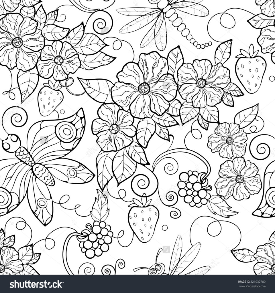 960x1024 Coloring Pages Enchanting Flowers For Adults Flower Pattern