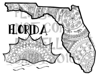 340x270 Florida Coloring Etsy