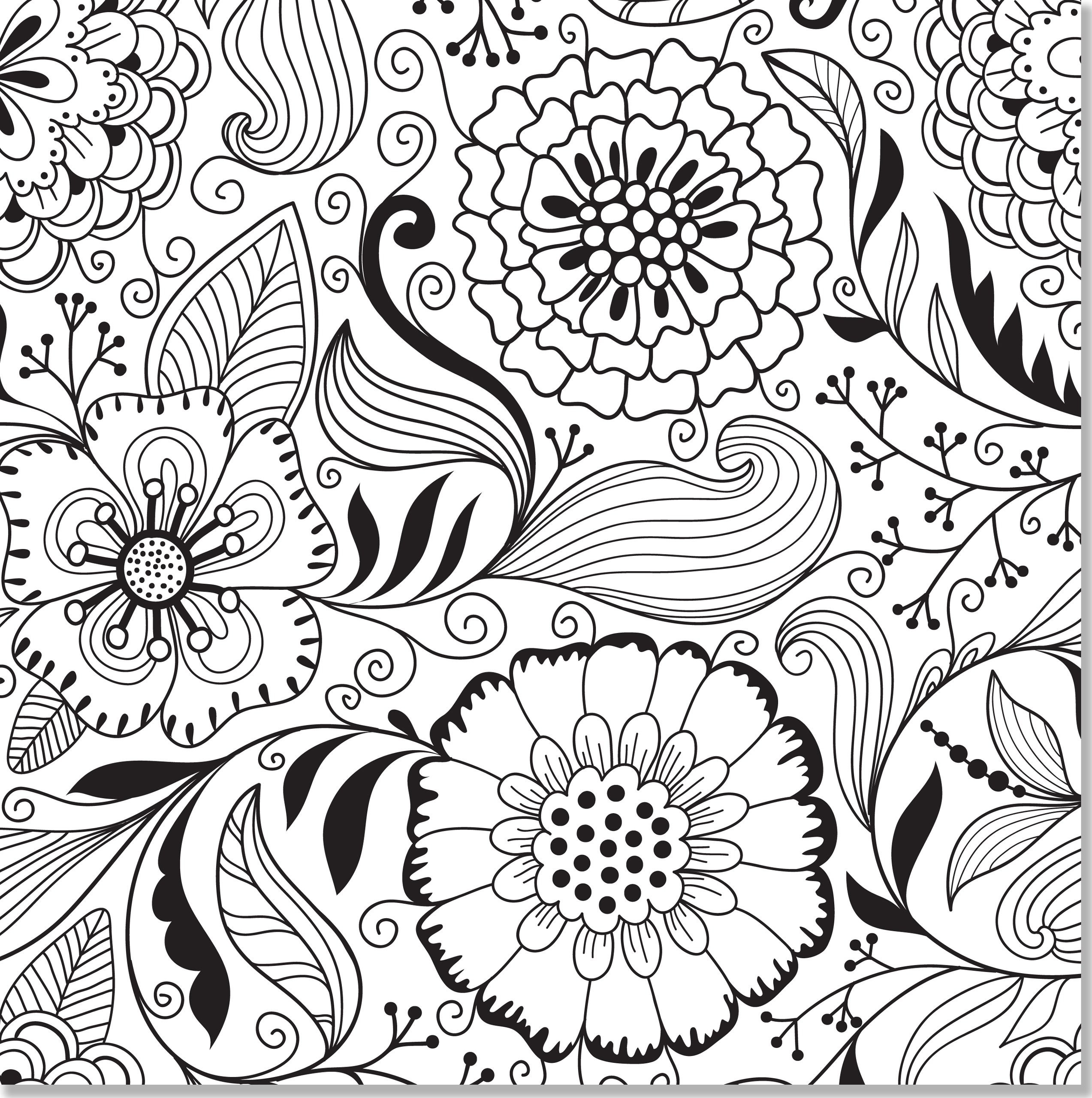 2546x2560 Coloring Pages Of Abstract Flowers Adult Colouring