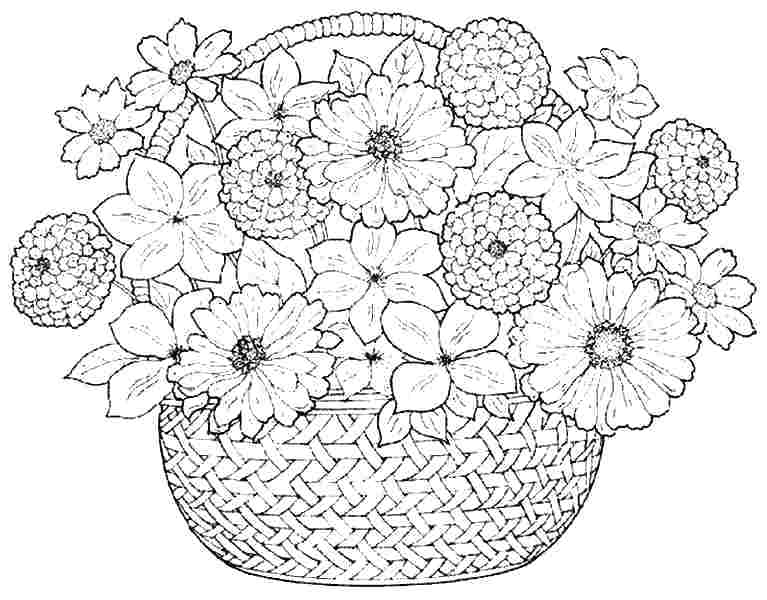 767x600 Flower Bouquet Coloring Pages Flower Vase Coloring Page Flower