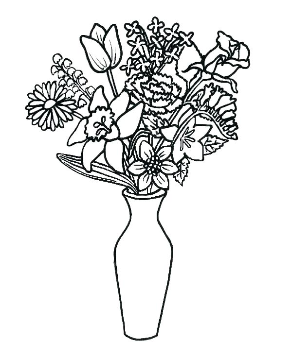 600x739 Flower Vase Coloring Page Flower Bouquets Coloring Pages Flower
