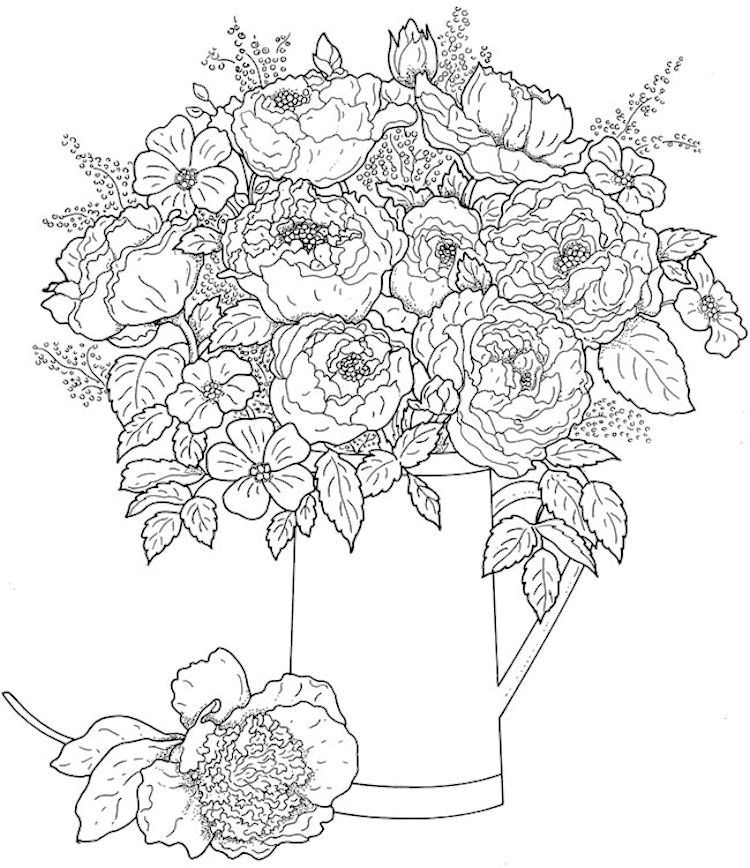 750x868 Creative Haven Beautiful Flower Arrangements Coloring Page 3