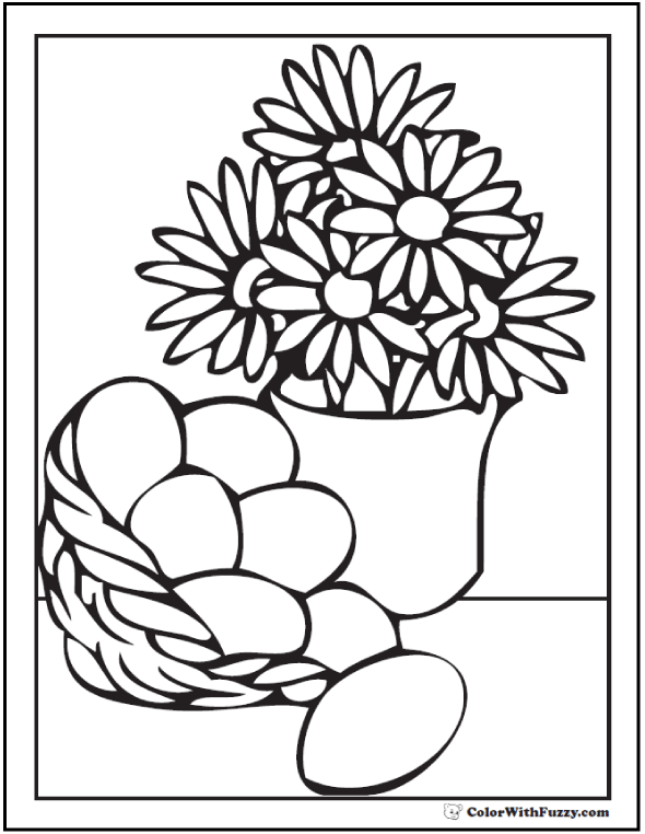 Flower Basket Colouring Pages