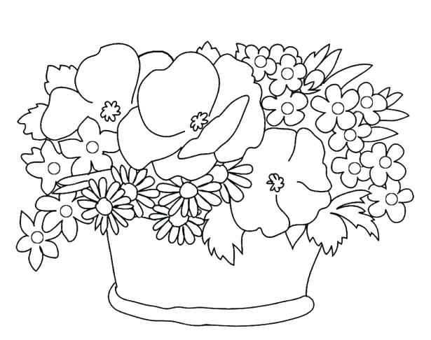 615x486 Flower Basket Colouring Pages Coloring Full Of Animals Easy