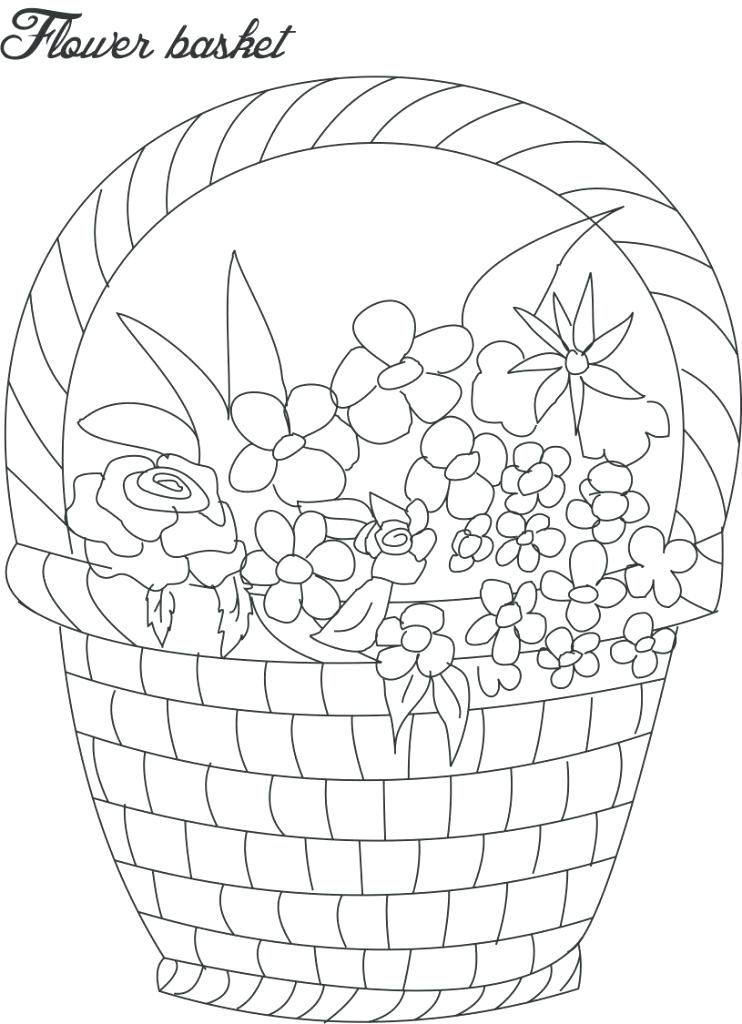 742x1024 Flower Basket Colouring Pages Sketch Flowers And Coloring Page