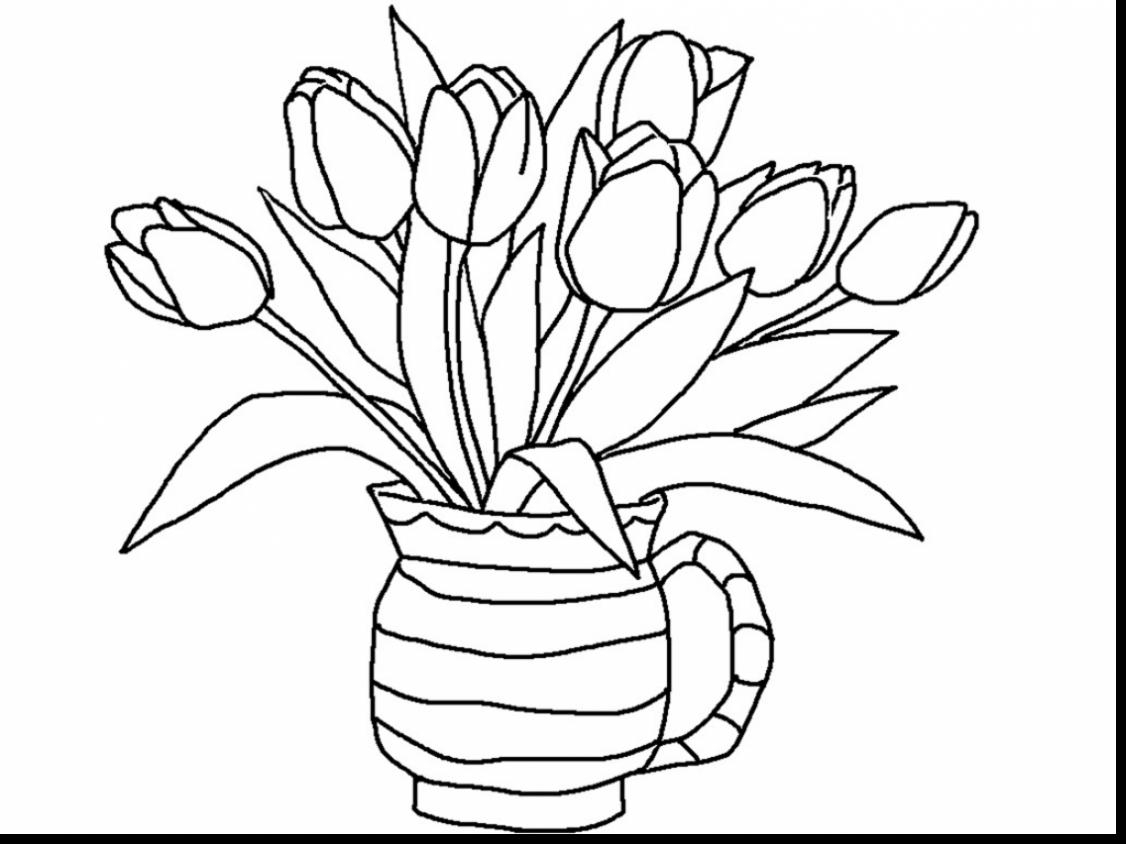 1126x844 Impressive Printable Tulip Coloring Pages With Flower Coloring
