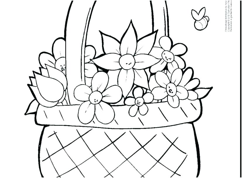 827x609 March Coloring Pages Flower Basket Colouring Pages March Coloring