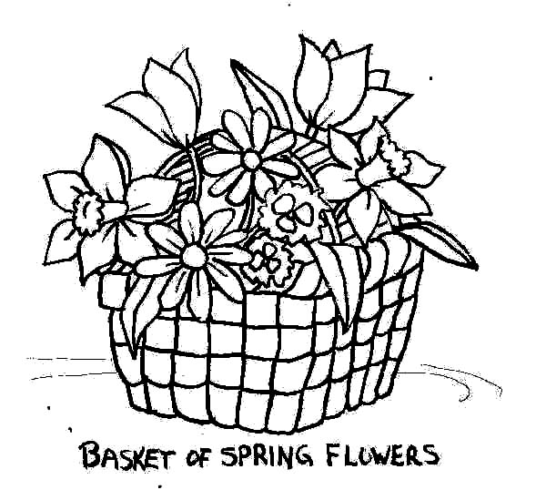 600x538 Put Spring Flowers In Basket Of Flowers Coloring Pages Coloring