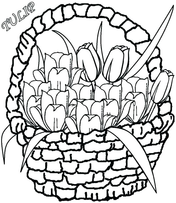 615x709 Basket Coloring Page Flower Basket Coloring Pages And Flower