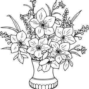 300x300 Lily Flower Bouquet Vase Coloring Page Lily Flower Bouquet