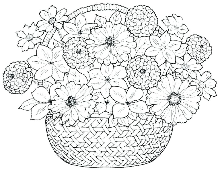 767x600 Flower Bouquet Coloring Pages