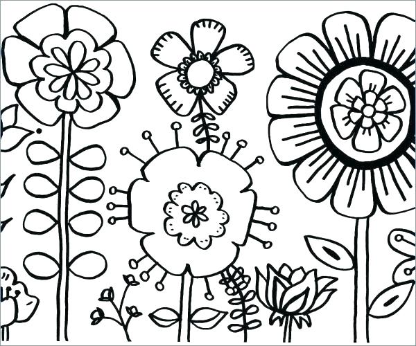 600x500 Coloring Of Flowers Simple Flower Coloring Page For Kids Free