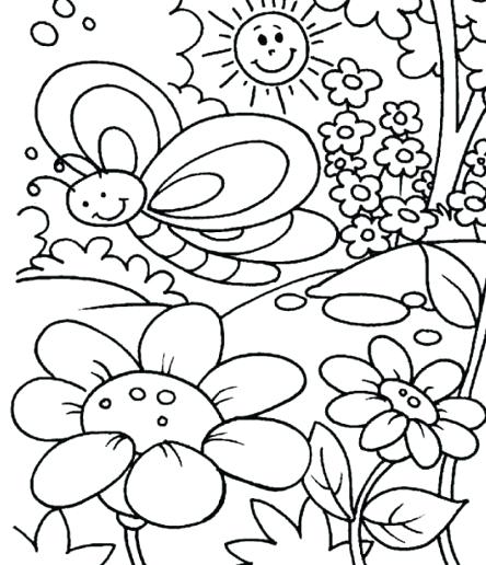 444x516 Flower Coloring Pages For Kids Coloring Pages Draw Easy Flowers