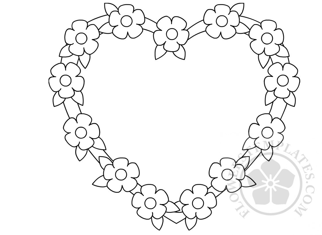 1122x821 Flower Heart Frame Coloring Page Flowers Templates