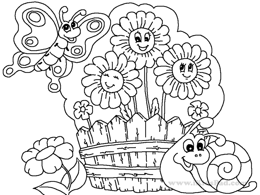1024x768 Simple Garden Coloring Pages