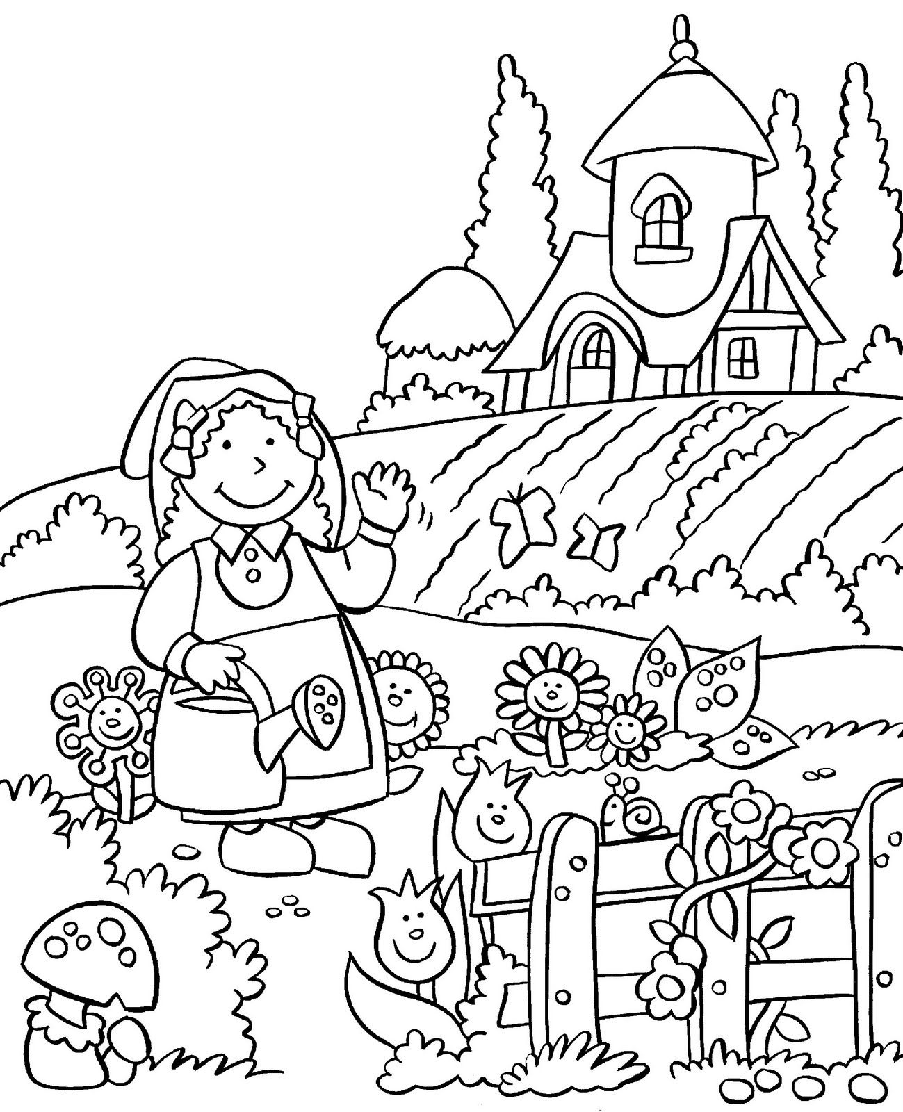 1299x1600 My Little House Anna And The Flower Garden Coloring Pages