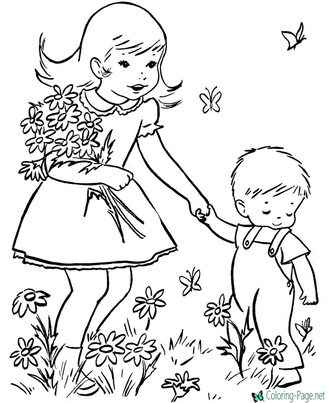 670x820 Flower Girl Spring Coloring Pages