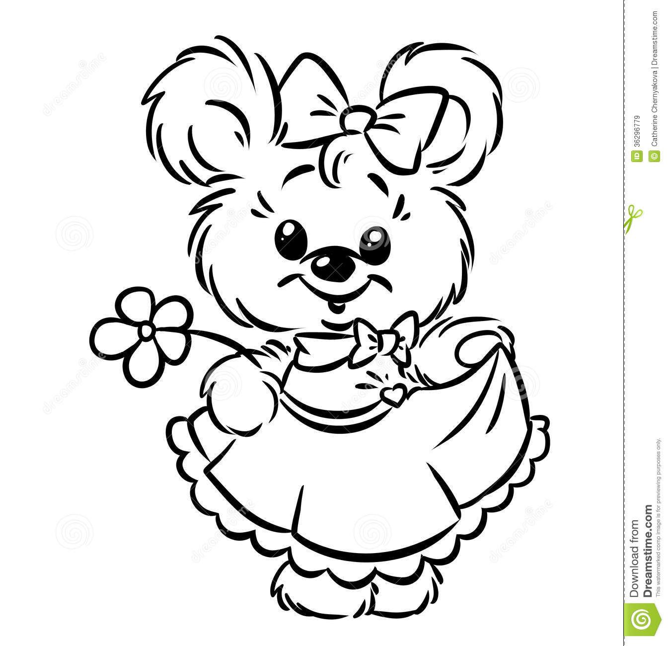 1345x1300 Royalty Free Stock Images Bear Girl Flower Coloring Pages. Image