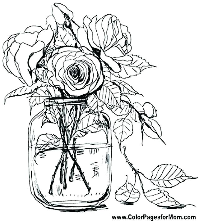 640x712 Flowers And Hearts Coloring Pages Flower Coloring Page Coloring