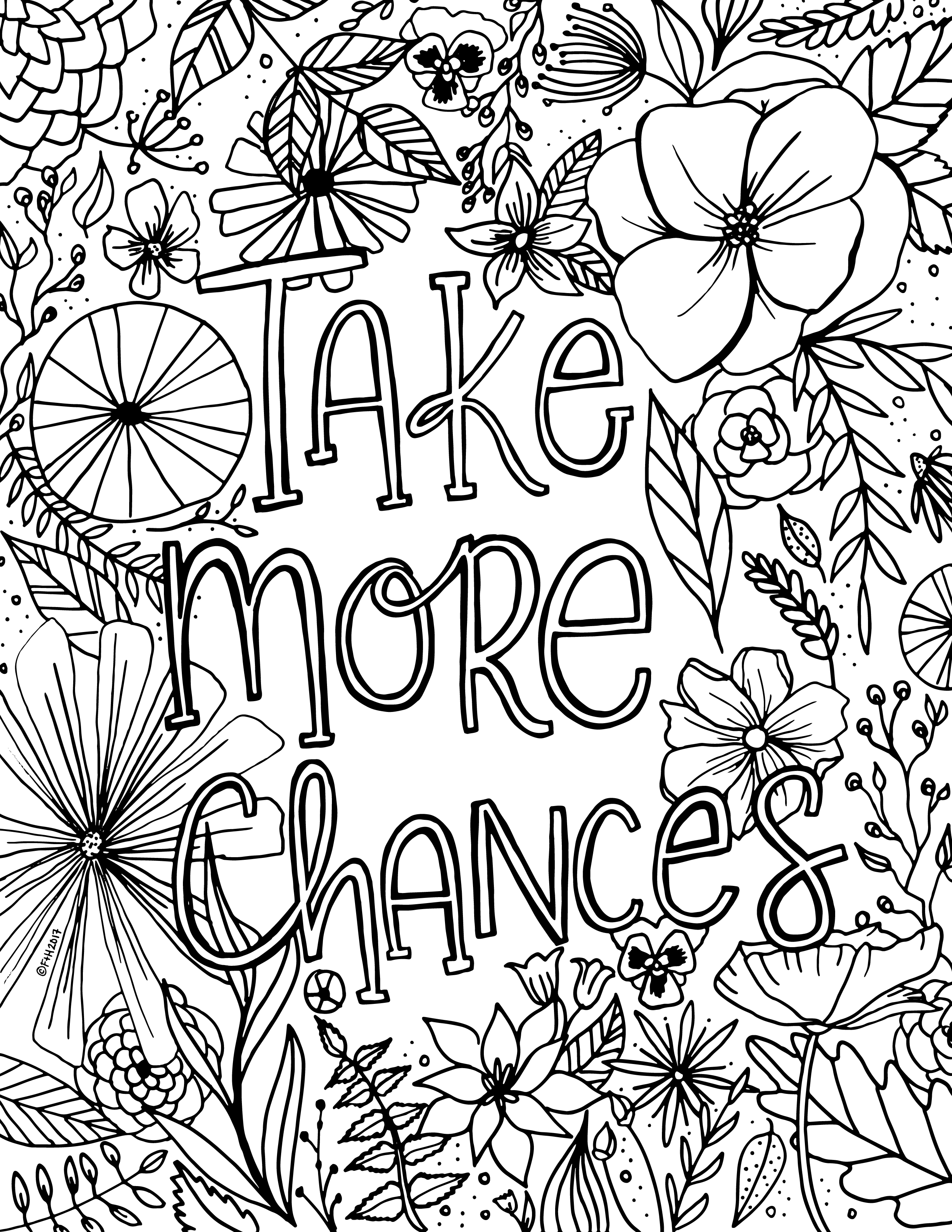 2550x3300 Free Encouragement Flower Coloring Page Printable Fox + Hazel