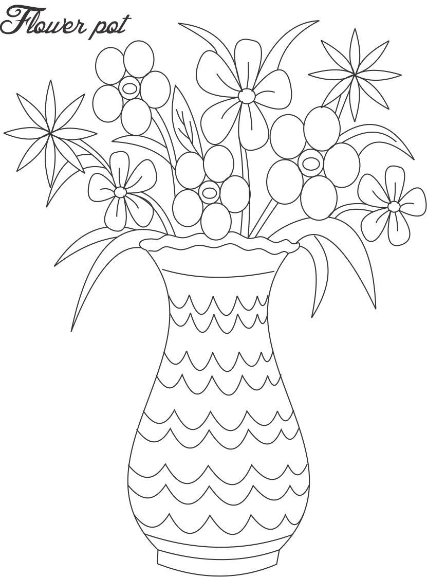 831x1122 Flower Pot Designs For Drawing 28 Coloring Pages Simple