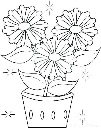 355x450 Color Page Flower Flower Pot Coloring Pages Flower Pot Coloring