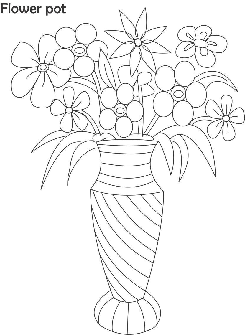 831x1137 Drawn Pot Plant Coloring Page Pencil And In Color Throughout
