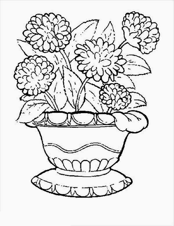 600x781 Easy Coloring Pages Free Printable Flowers In A Pot Inside Flower