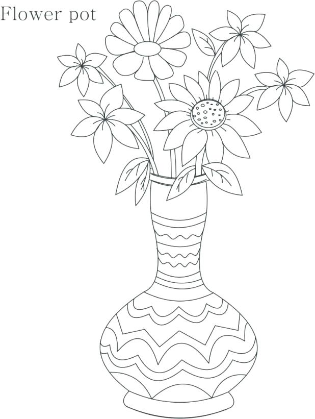 618x821 Flower Pot Coloring Page Flower Pot Coloring Page Sketches Of
