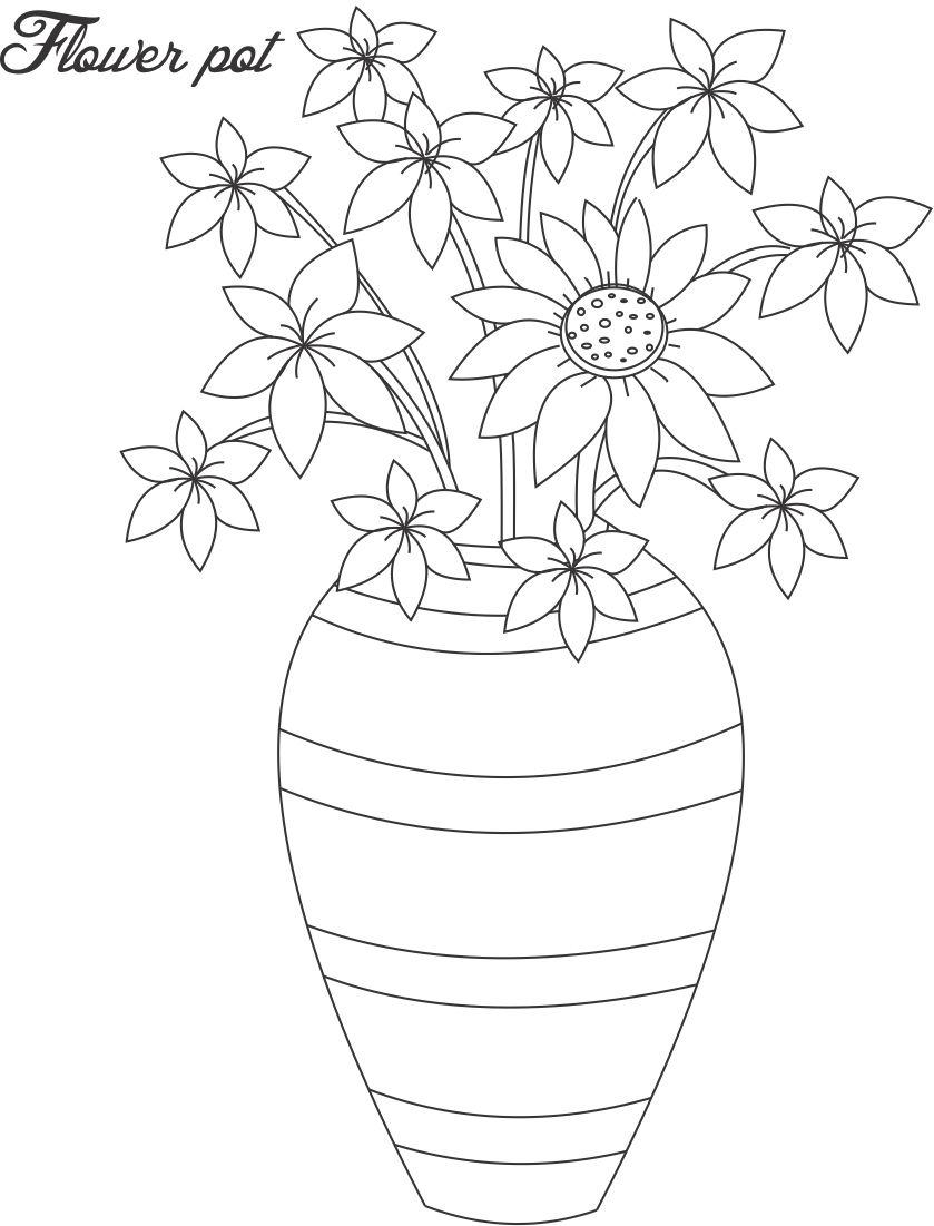 839x1101 Flower Pot Coloring Page 13 Flower Pot Coloring Page Coloring