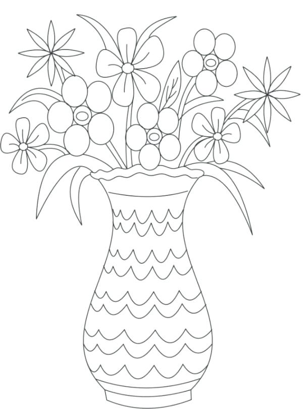 600x810 Coloring Pictures Of Flowers In A Vase Flower Vase Decorated