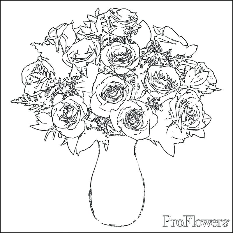 800x800 Flower Vase Coloring Page Printable Roses Coloring Pages In