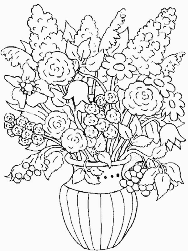 600x803 Flower In The Vase Of Nature Coloring Page Color Luna