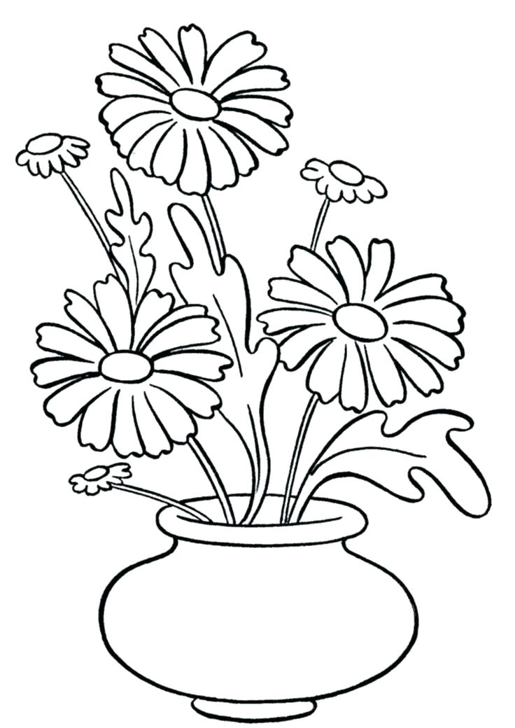 736x1040 Printable Flower Vase Coloring Pages Page Daisy In Sheets