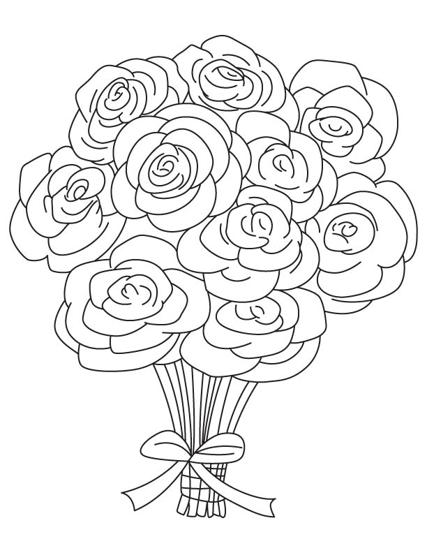 612x792 Bouquet Of Roses Coloring Pages Rose Bouquet Coloring Page