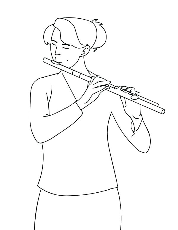 600x776 Flute Coloring Pages Flute Coloring Pages Instrument Coloring