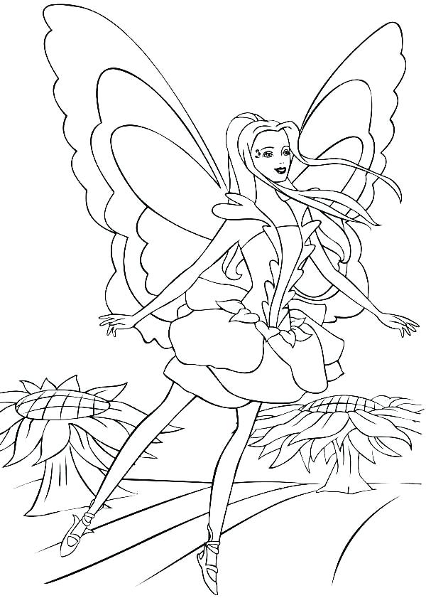 600x841 Barbie Horse Coloring Pages Fairy Barbie Flying Over Sunflower