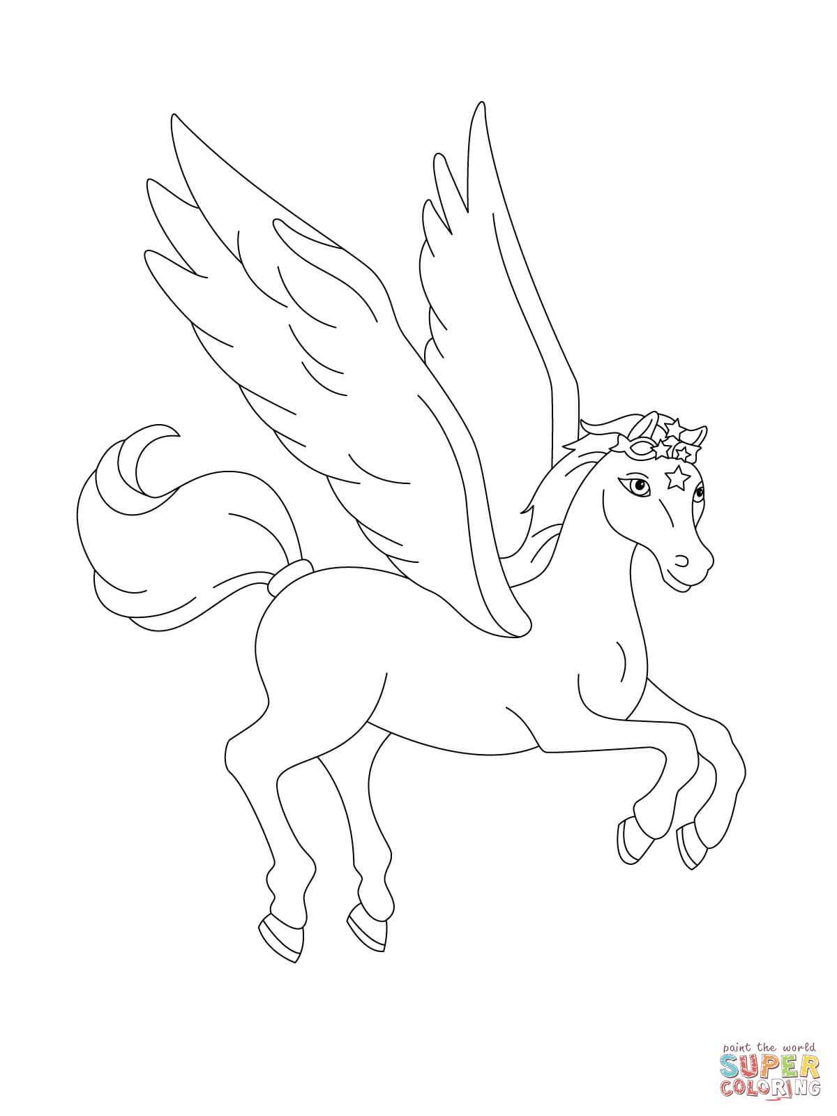1200x1600 Incredible Flying Horse Coloring With Stars Printable Kids Book