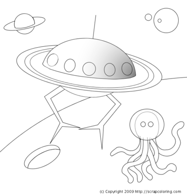 380x399 Flying Saucer Coloring Page