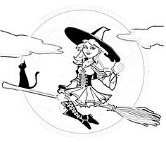 236x202 Witch Flying With A Bat Coloring Page W.i.t.c.h Coloring