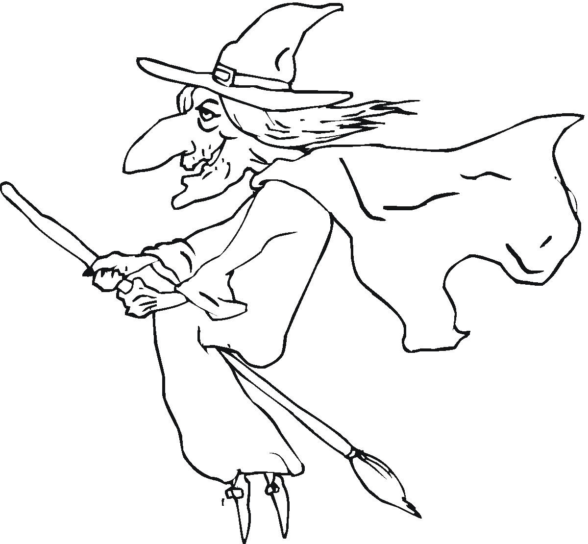 1200x1110 Halloween Flying Witch Coloring Pages