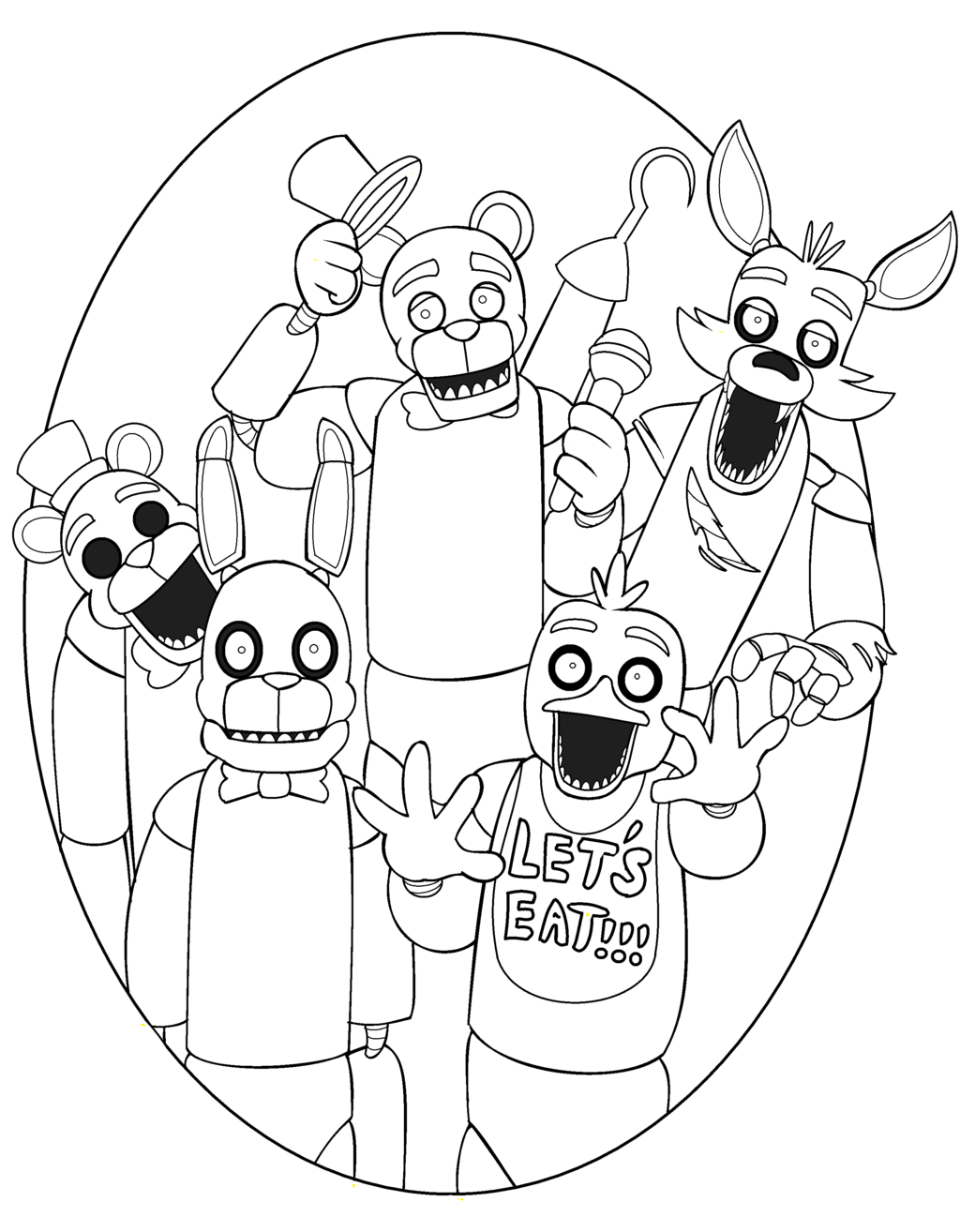 1024x1314 Announcing Fnaf 4 Coloring Pages All Character