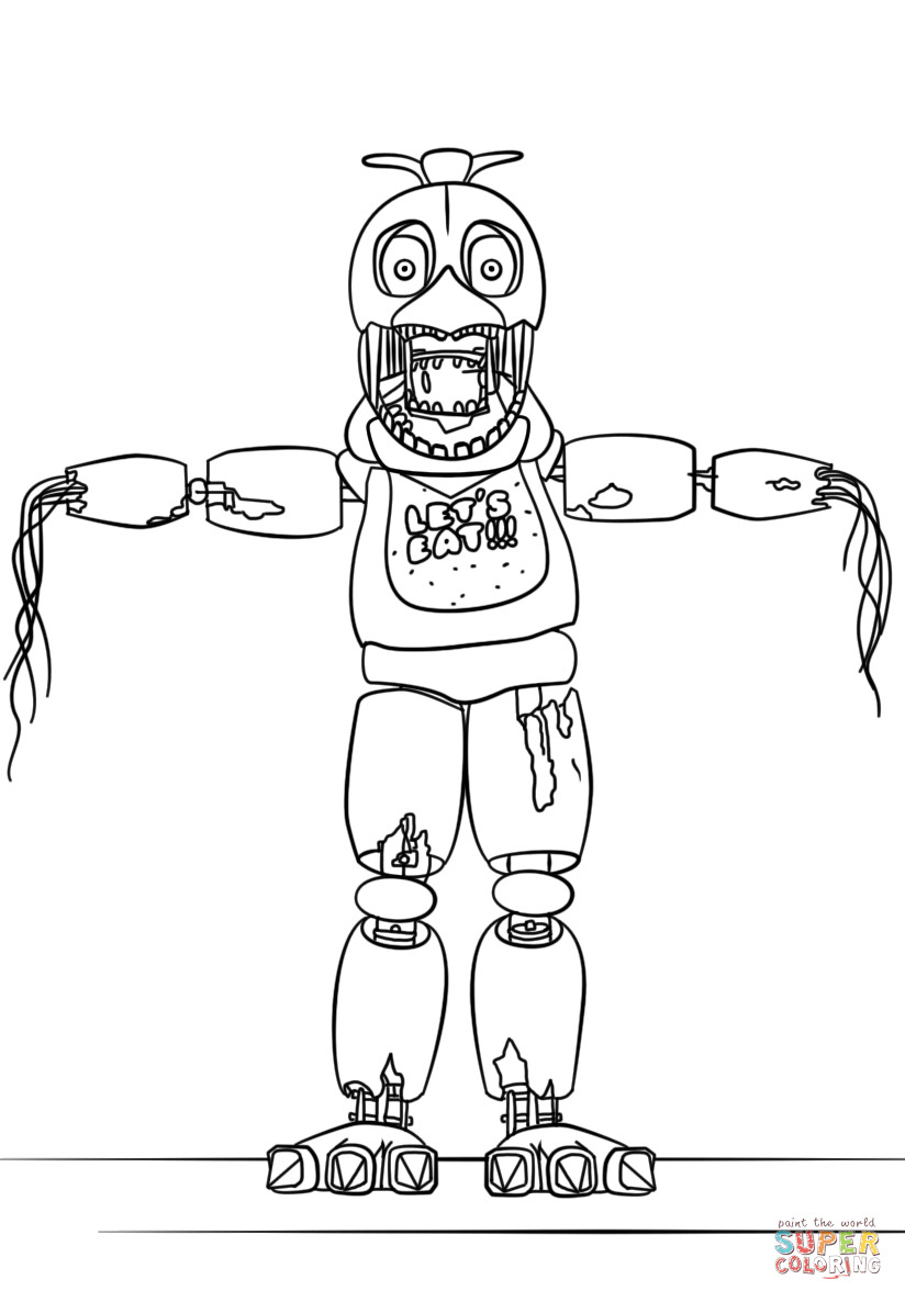 824x1186 Fnaf Withered Chica Coloring Page 15 Bonnie Pages