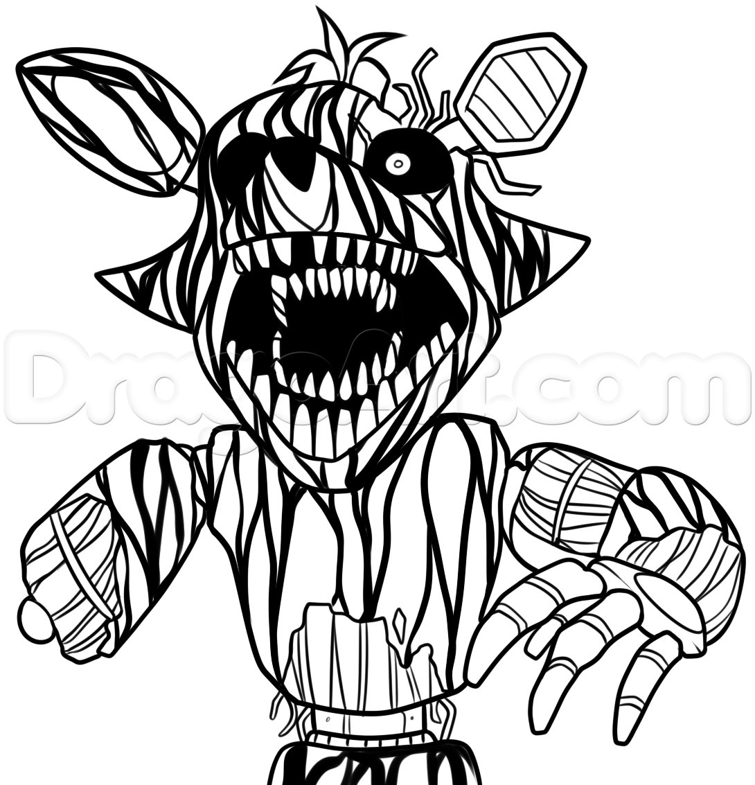 1090x1133 Cool How To Draw Phantom Foxy From Five Nights