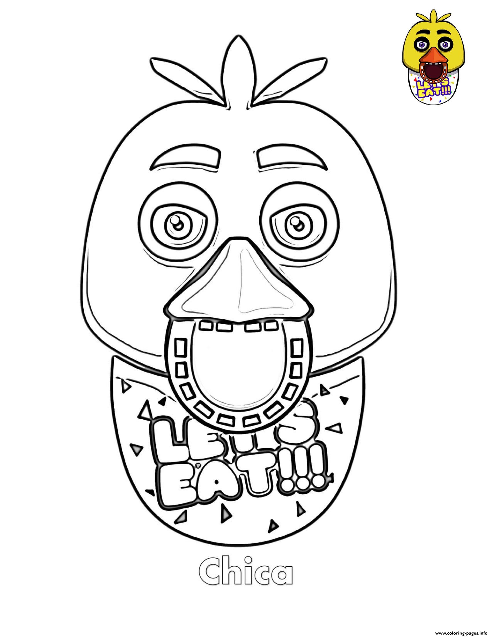 1700x2200 Chica Face Fnaf Coloring Pages Printable