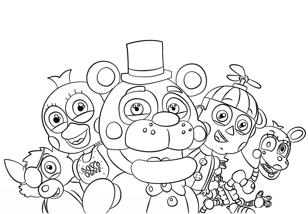 1000x694 Free Printable Five Nights At Freddy's Coloring Pages (Fnaf