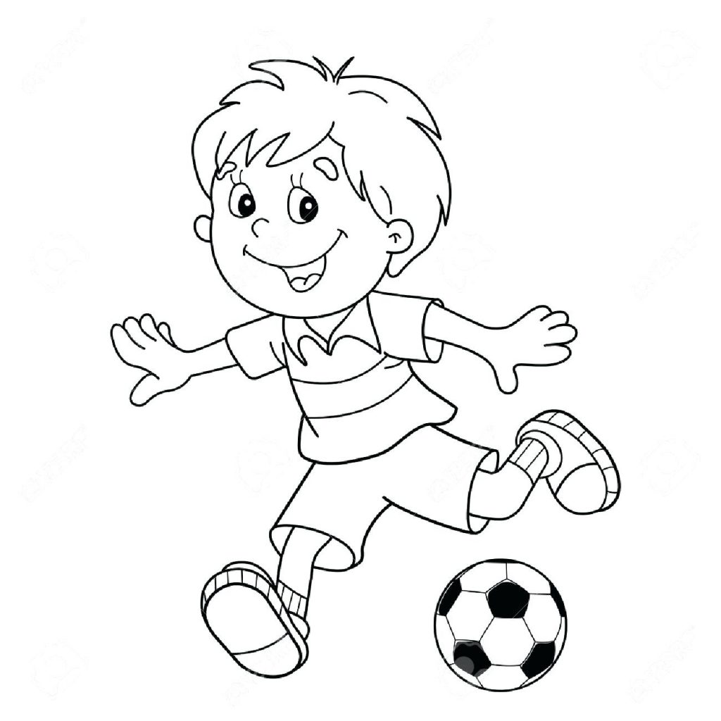 1024x1024 Coloring Page ~ Coloring Pages Soccer Page Outline Of Cartoon Boy