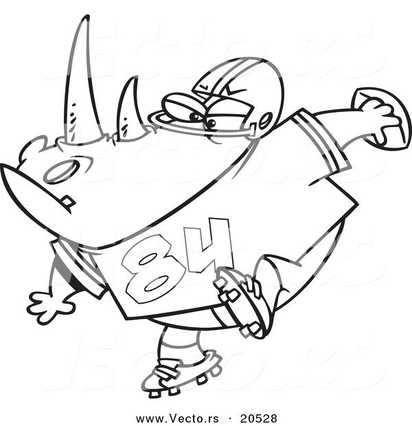 600x620 Vector Of A Cartoon Football Rhino Coloring Page Outline By Vector