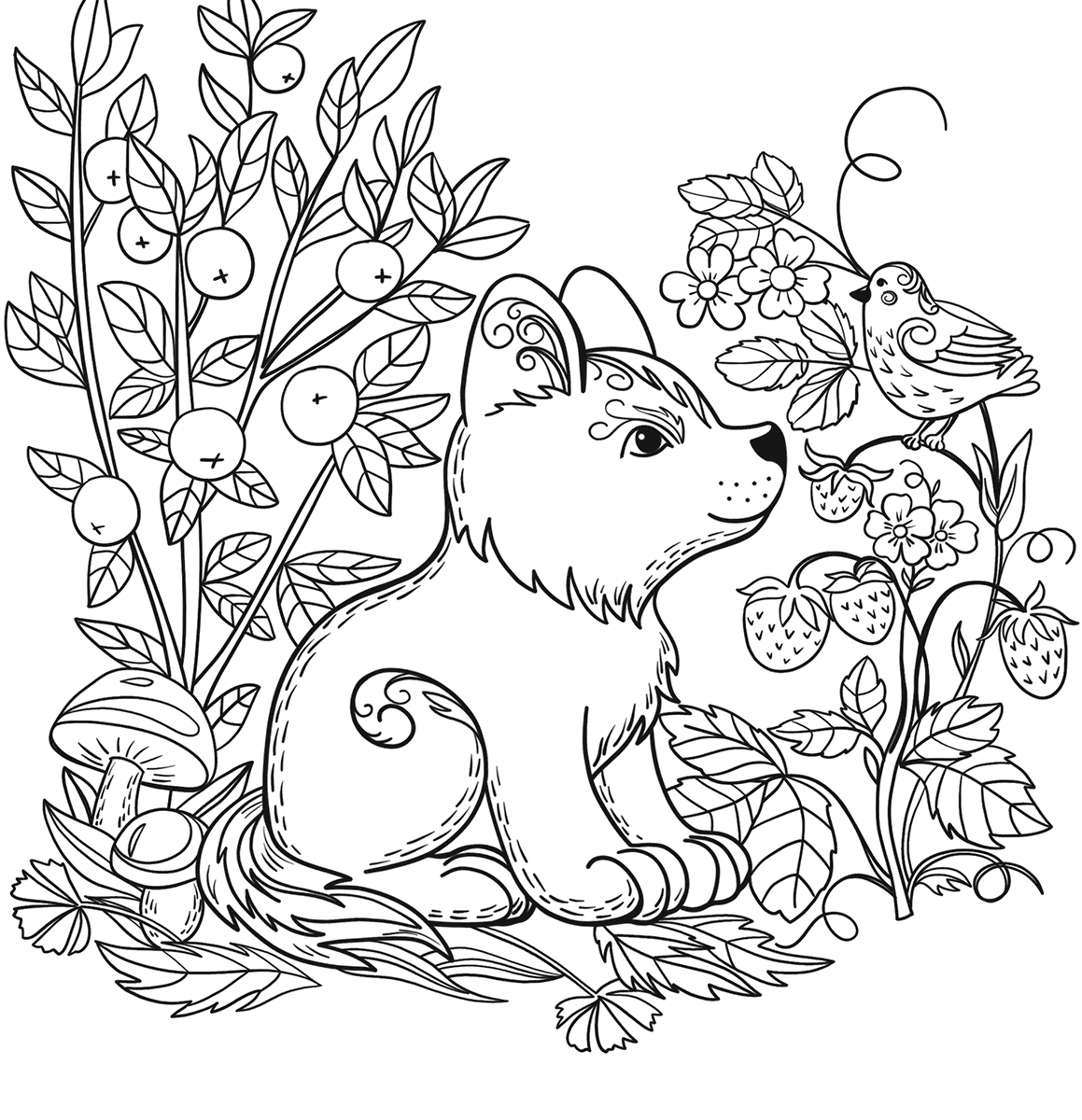 1159x1200 Drawn Forest Simple And Color Book Printable Coloring Pages Free
