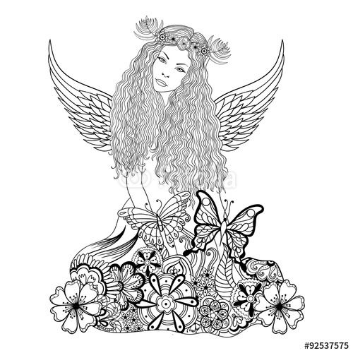 500x500 Forest Fairy Colouring Page Coloring Pages Forest